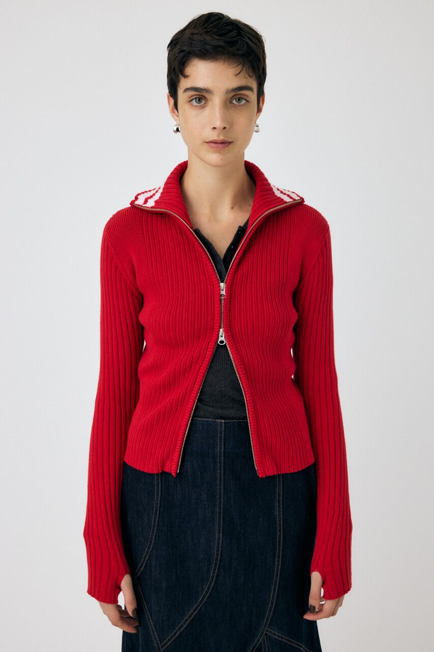 MOUSSY「ZIP UP INSIDE LINE ニット」|ニット・セーター|