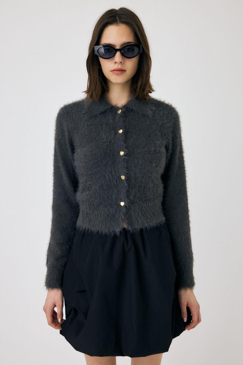 MOUSSY「HEART BUTTON フェザーカーディガン」|カーディガン|