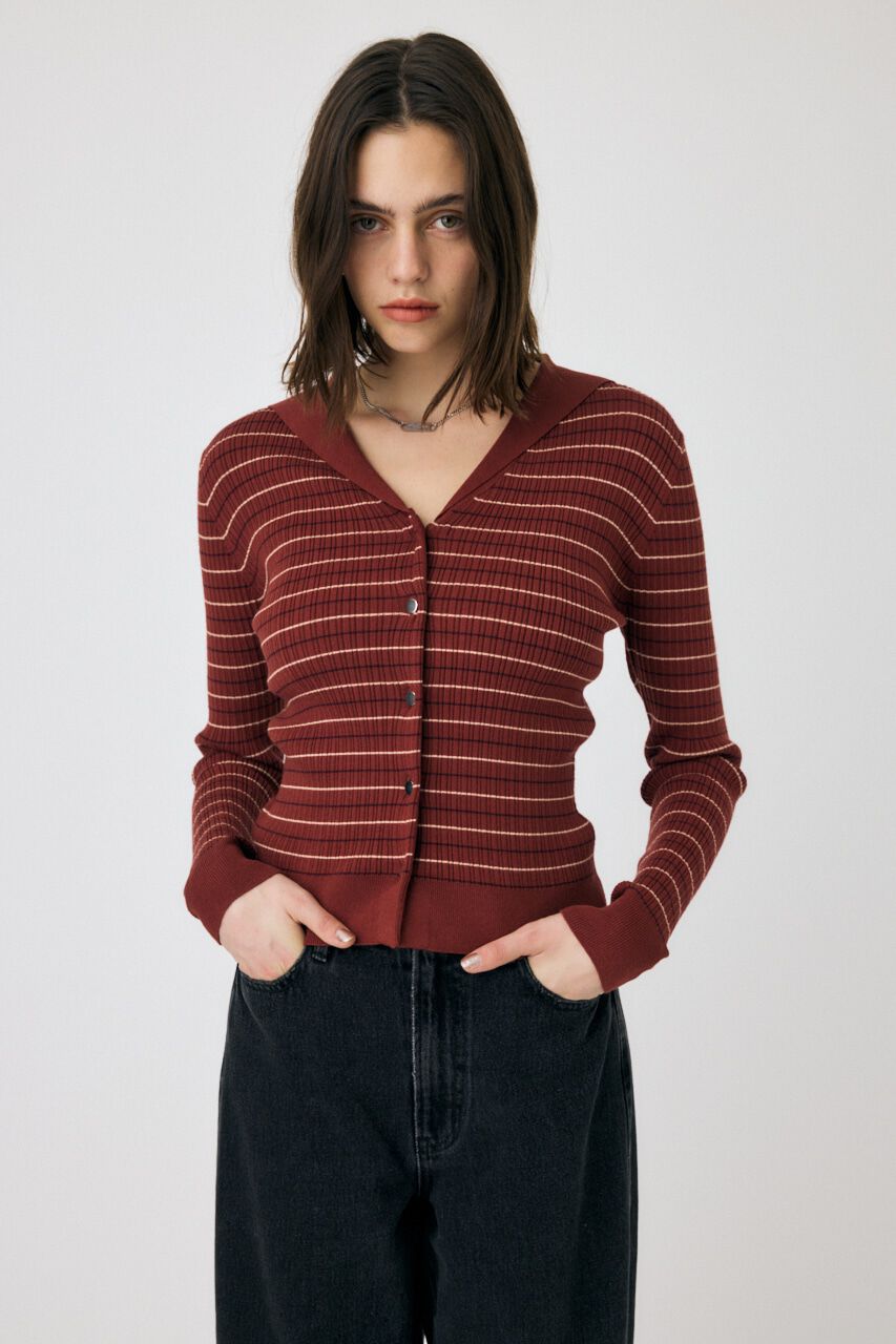MOUSSY「SAILOR COLLAR ニット カーディガン」|ニット・セーター|