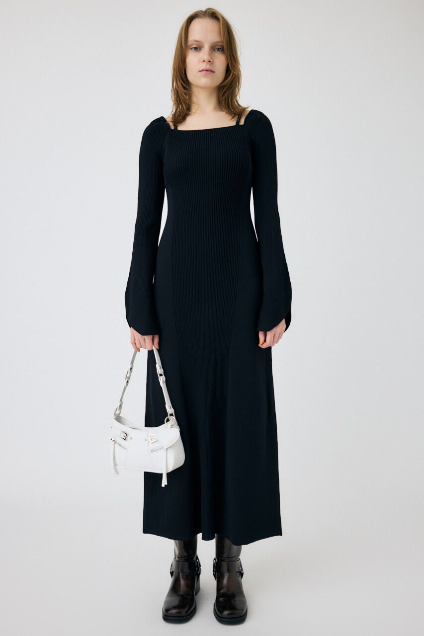MOUSSY「SQUARE NECK ロングニットドレス」|ワンピース|