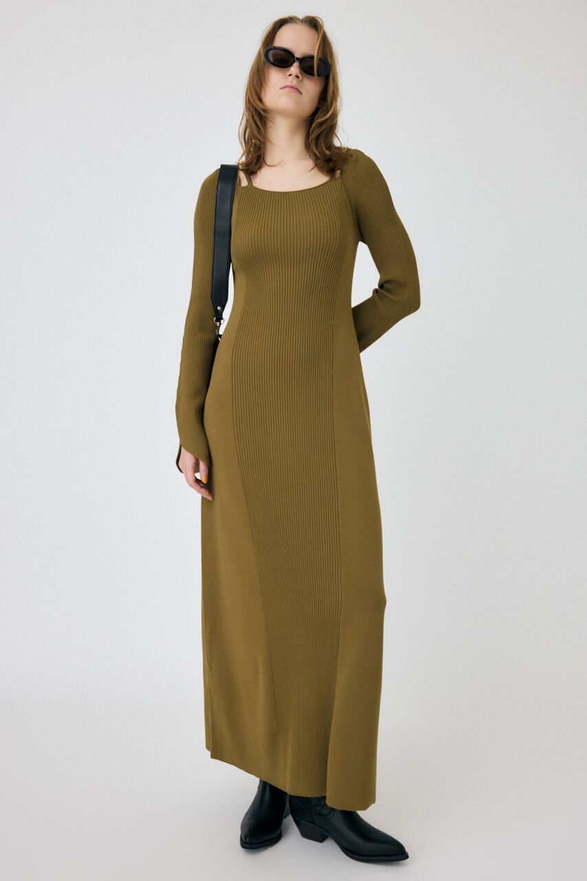 MOUSSY「SQUARE NECK ロングニットドレス」|ワンピース|KHA