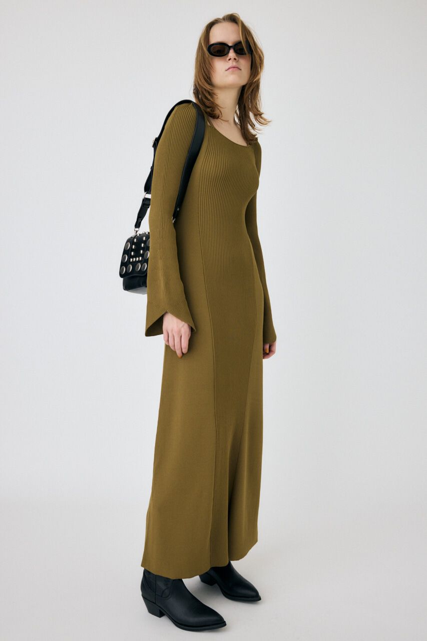 MOUSSY「SQUARE NECK ロングニットドレス」|ワンピース|