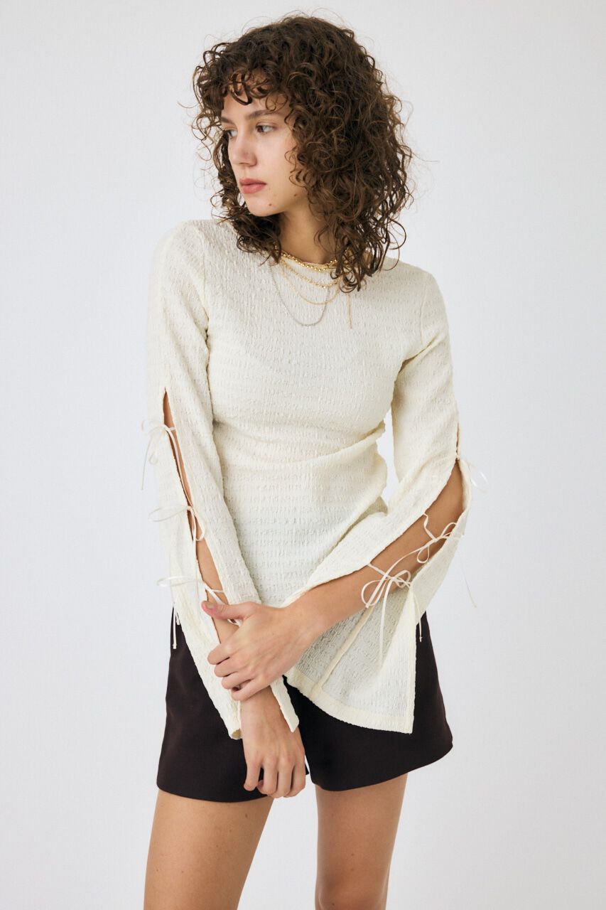 MOUSSY「SLEEVE RIBBON トップス」|Tシャツ・カットソー|