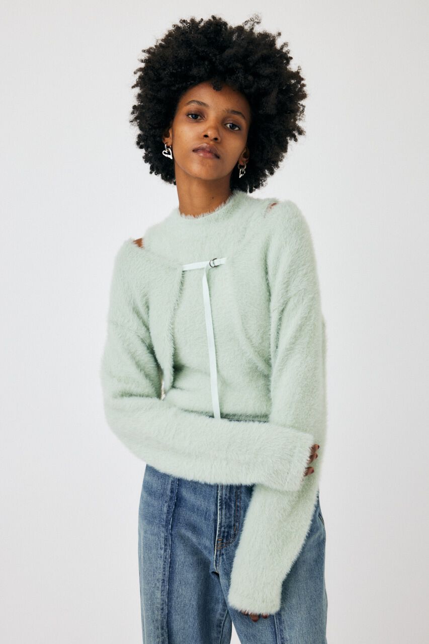 MOUSSY「SHAGGY KNIT ボレロ & タンク」|ニット・セーター|