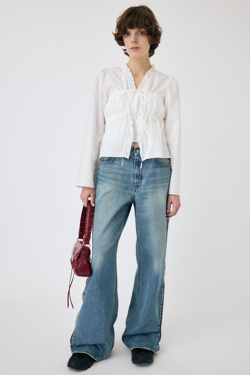 MOUSSY「FRONT RIBBON GATHER ブラウス」|シャツ・ブラウス|