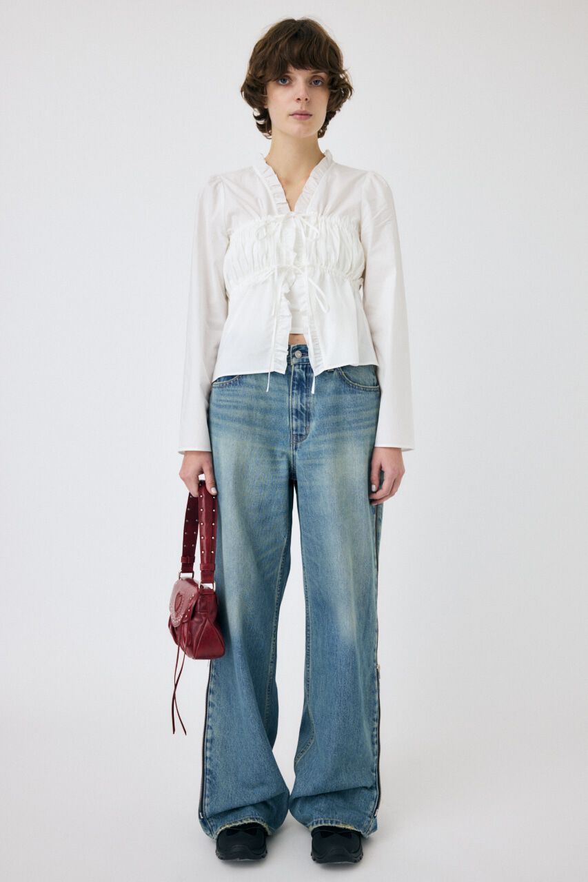 MOUSSY「FRONT RIBBON GATHER ブラウス」|シャツ・ブラウス|