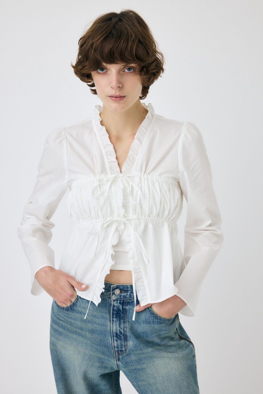 MOUSSY「FRONT RIBBON GATHER ブラウス」|シャツ・ブラウス|
