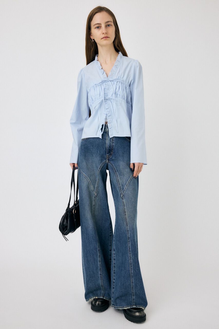 MOUSSY「FRONT RIBBON GATHER ブラウス」|シャツ・ブラウス|
