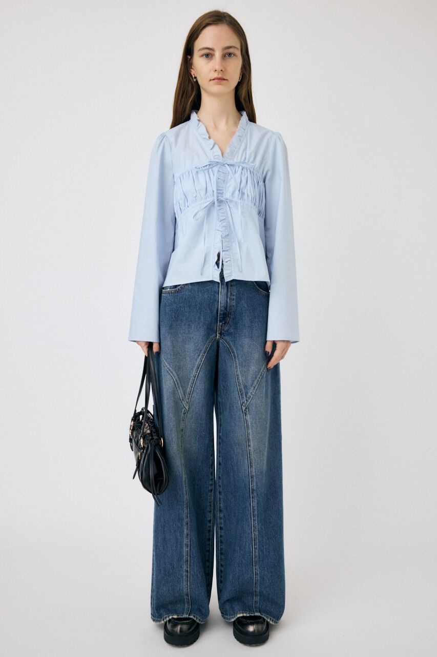 MOUSSY「FRONT RIBBON GATHER ブラウス」|シャツ・ブラウス|