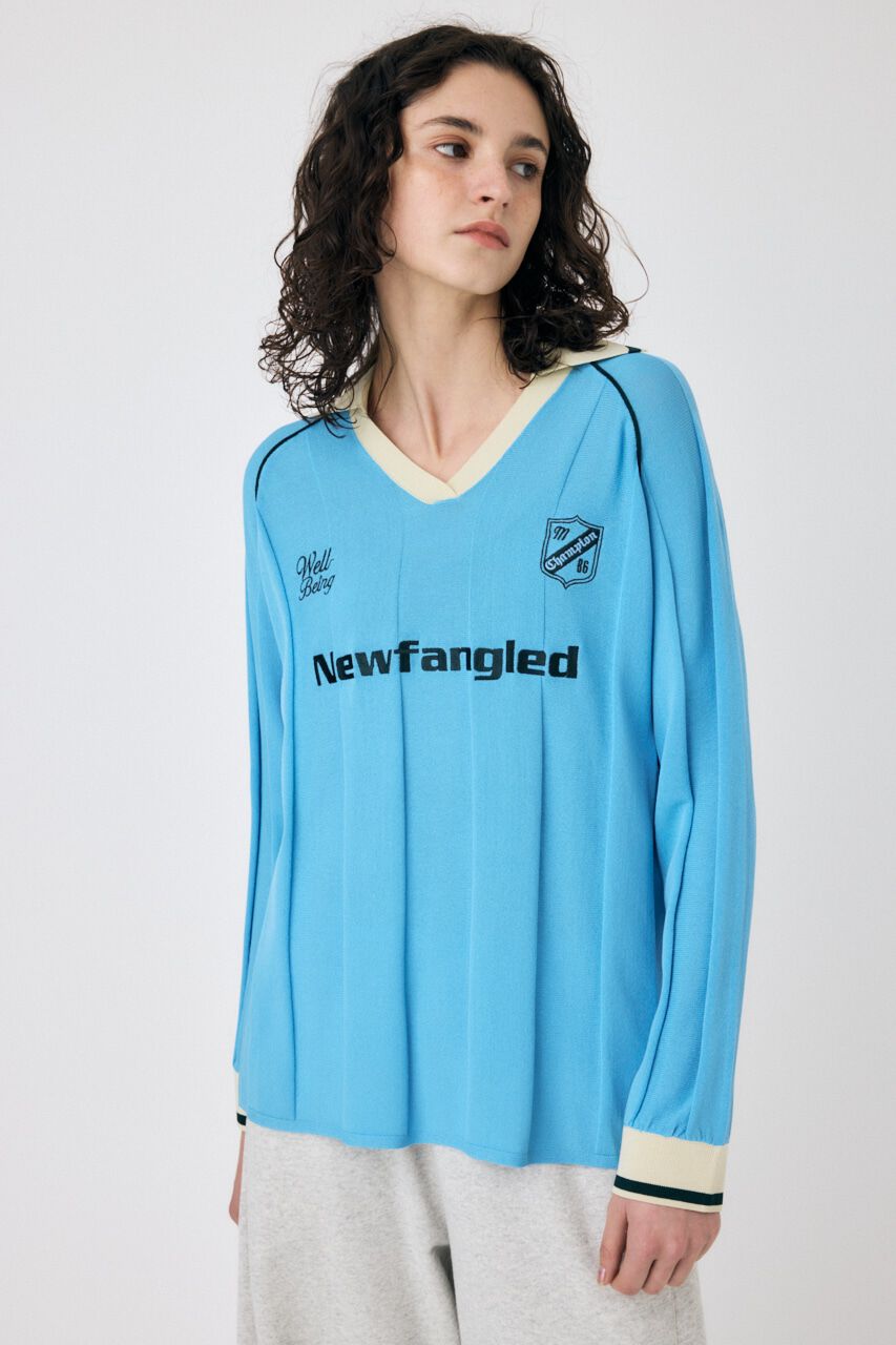 MOUSSY「KNIT ゲームシャツ」|ニット・セーター|L/BLU1