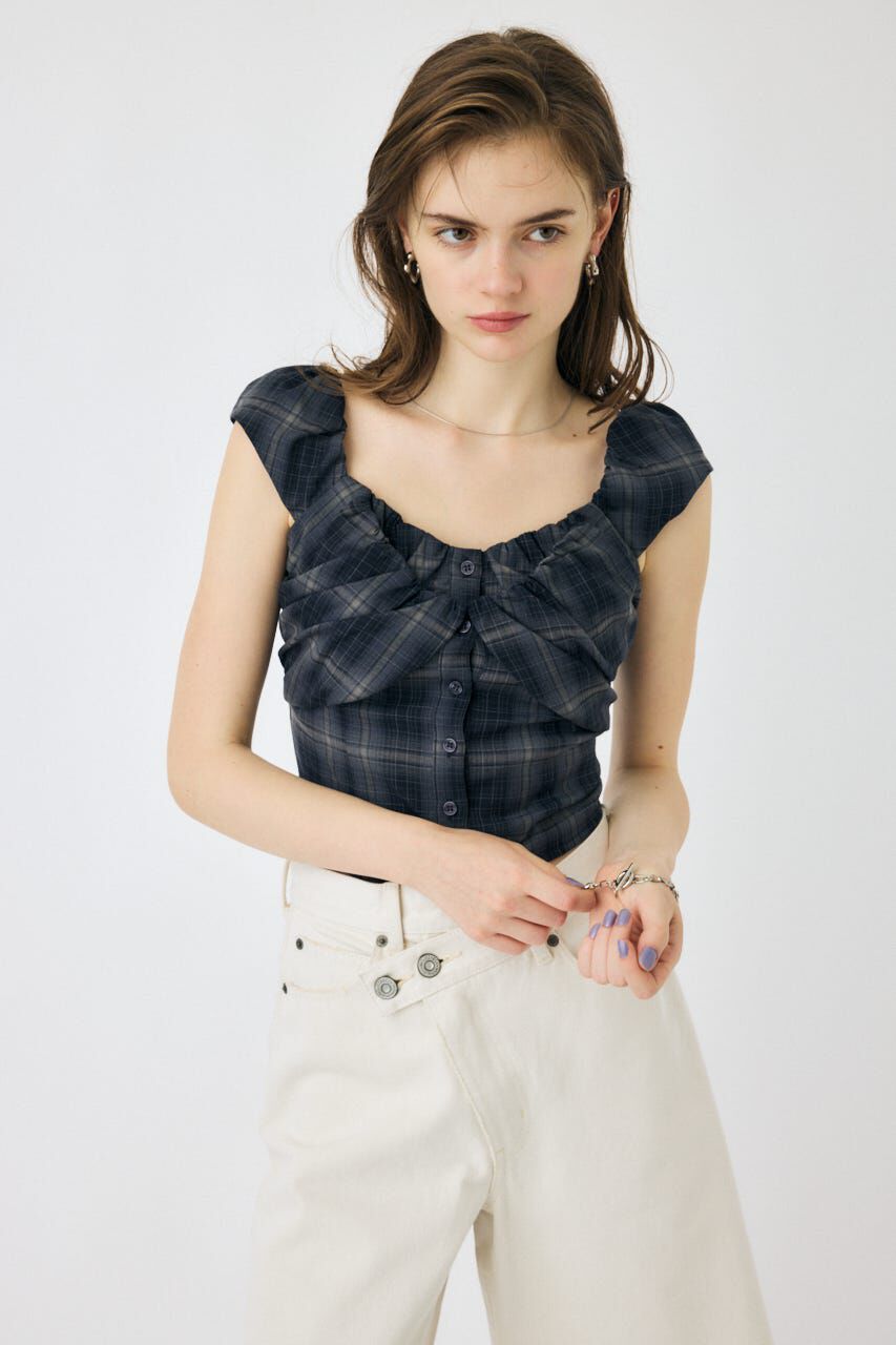 MOUSSY「LAYERED GATHERED CHECK ブラウス」|シャツ・ブラウス|