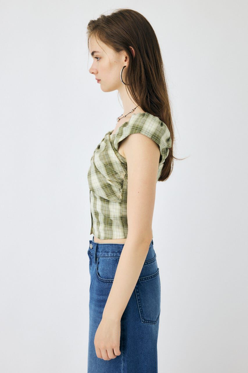 MOUSSY「LAYERED GATHERED CHECK ブラウス」|シャツ・ブラウス|