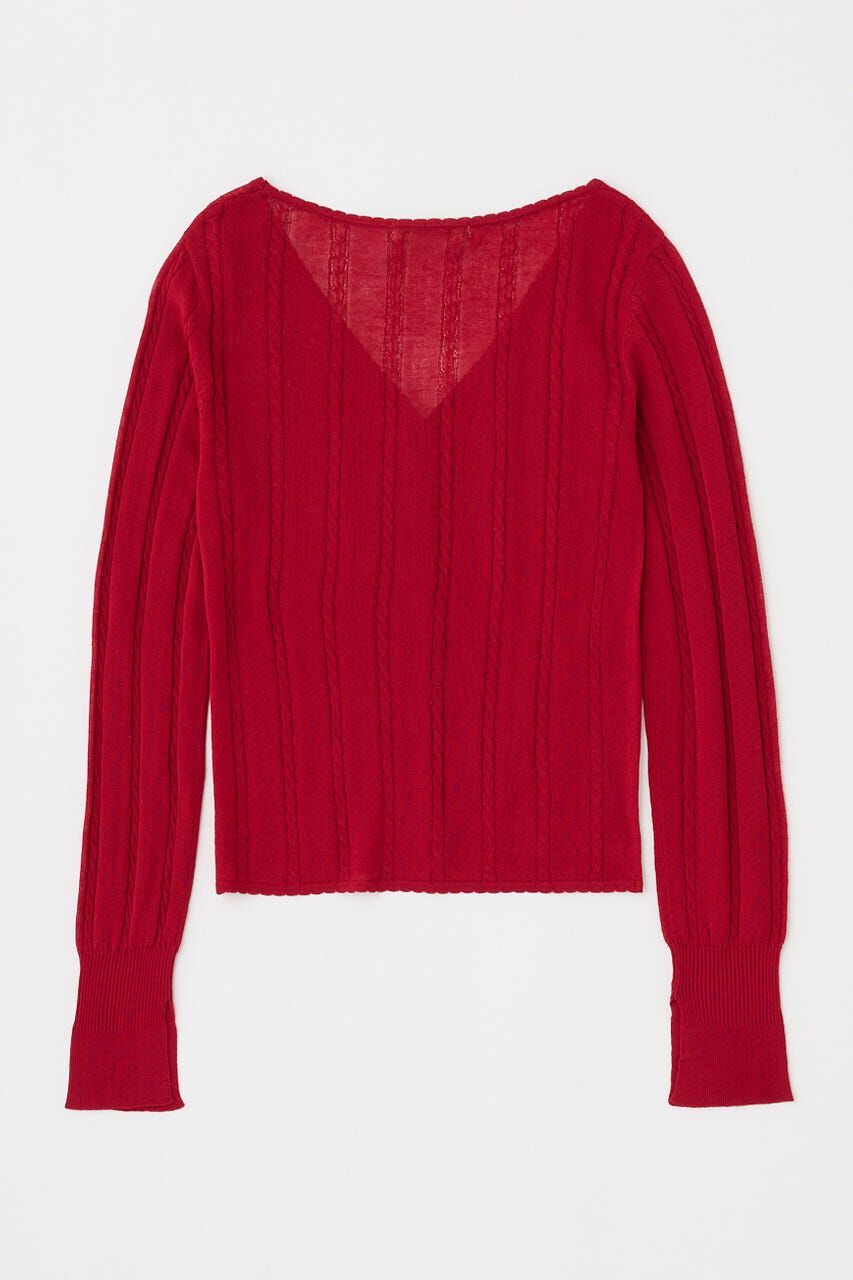 MOUSSY「SHEER CABLE カーディガン」|カーディガン|