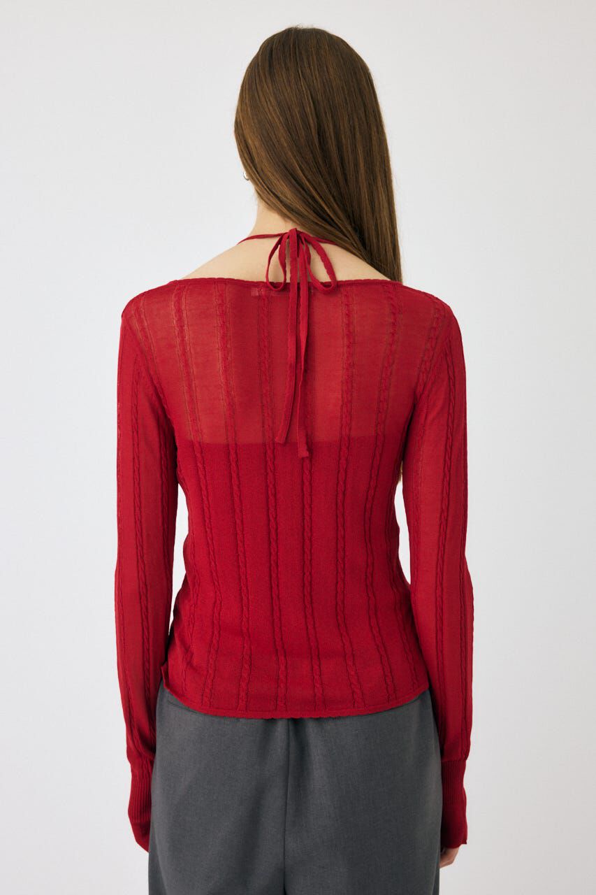 MOUSSY「SHEER CABLE カーディガン」|カーディガン|