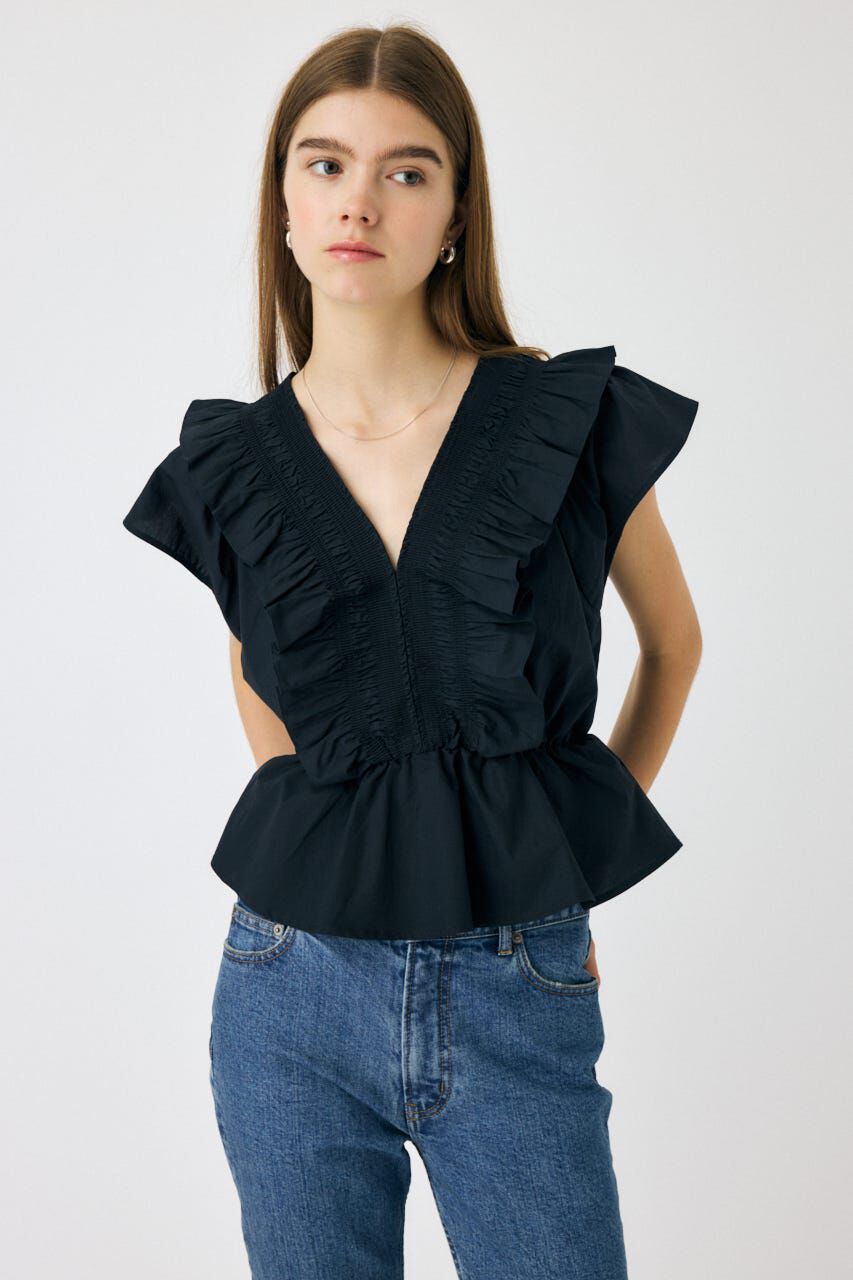 MOUSSY「SHIRRING RUFFLE PEPLUM トップス」|その他|