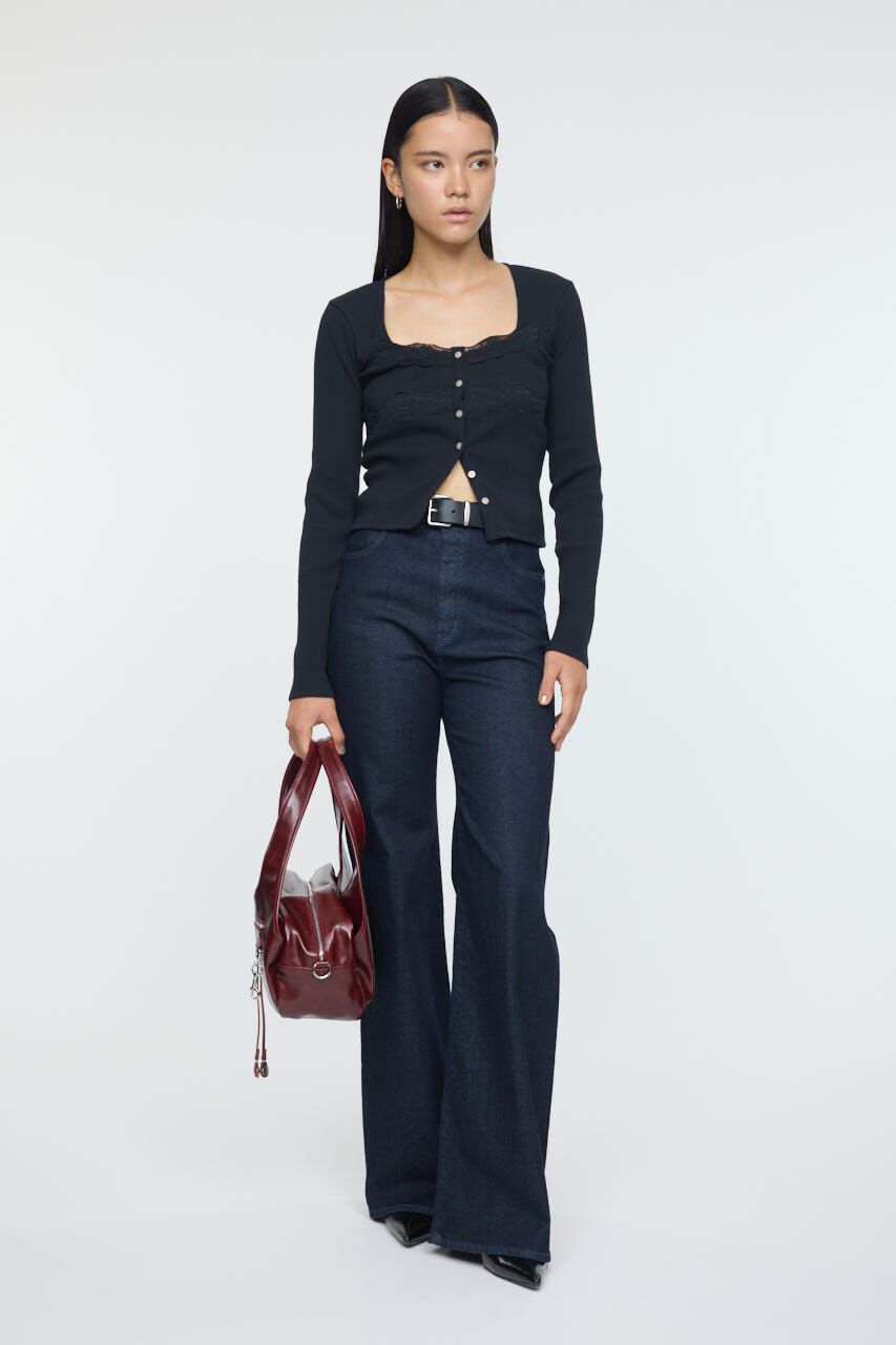 MOUSSY「FRONT BUTTON LACY ロングスリーブトップス」|Tシャツ・カットソー|