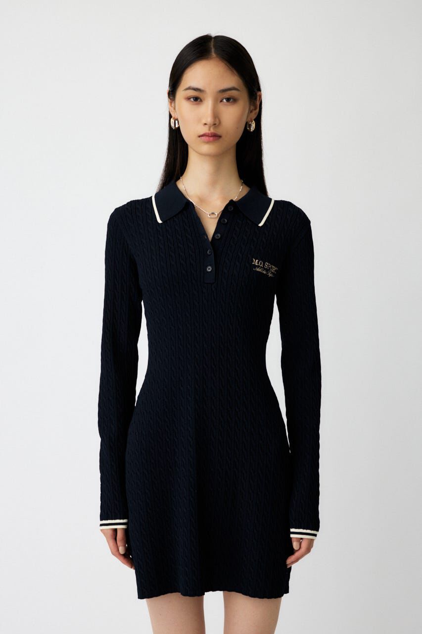 MOUSSY「LOGO CABLE KNIT ミニドレス」|ワンピース|