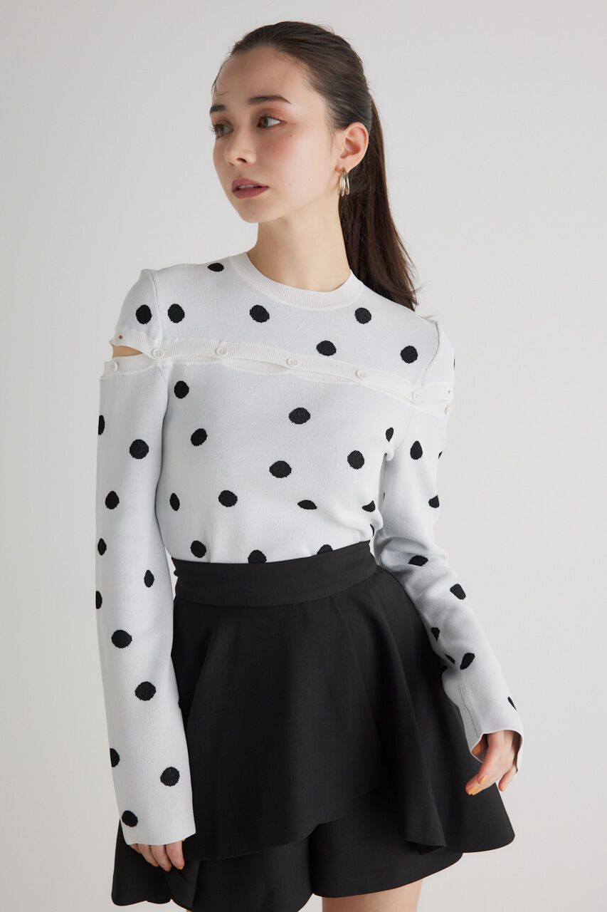 rienda「ケープボタンデザイン Knit TOP」|ニット・セーター|