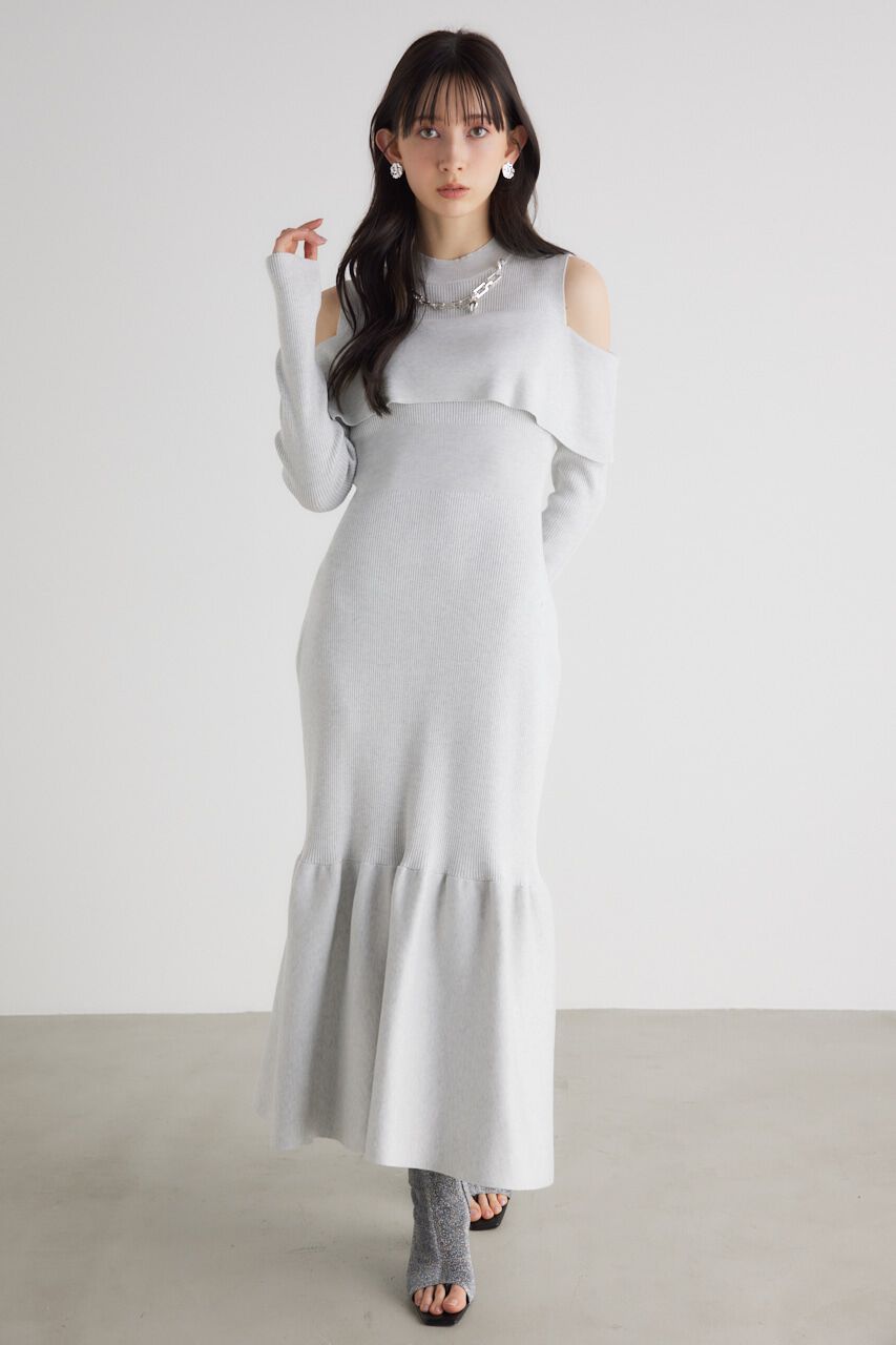 rienda「チェーンNCオフショル Knit OP」|ワンピース|T.GRY