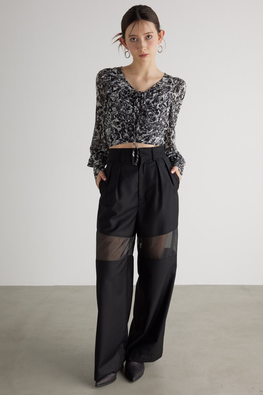 rienda「バックオープンギャザーデザイン TOP」|シャツ・ブラウス|