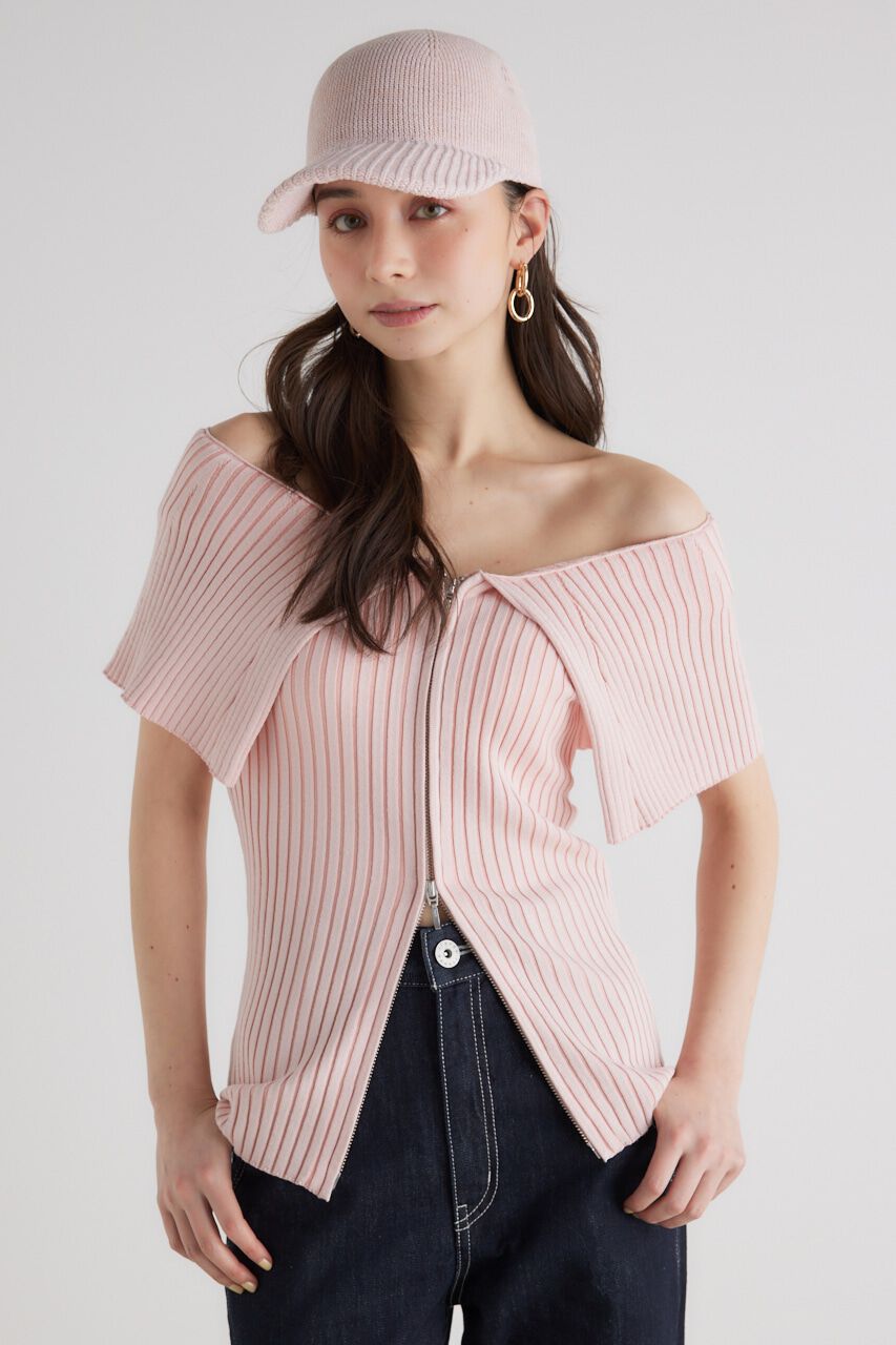 rienda「BIGカラーオフショル Knit TOP」|ニット・セーター|PNK