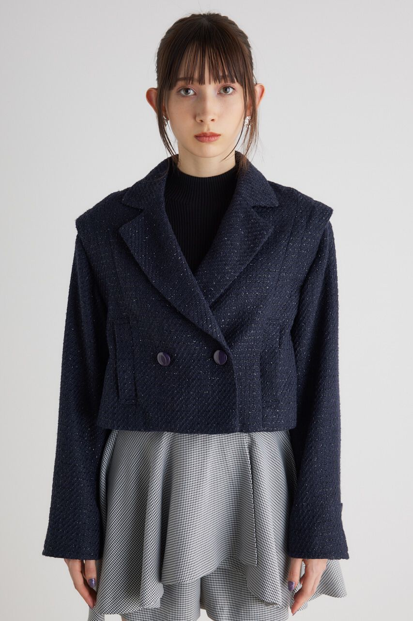 rienda「2wayショルダーツイードショート JK」|ダウンベスト・ベスト|