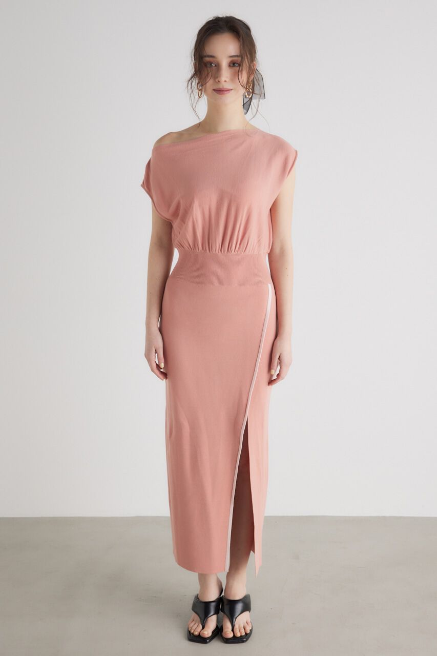 rienda「ラインデザインワンショルダーKnit OP」|ワンピース|