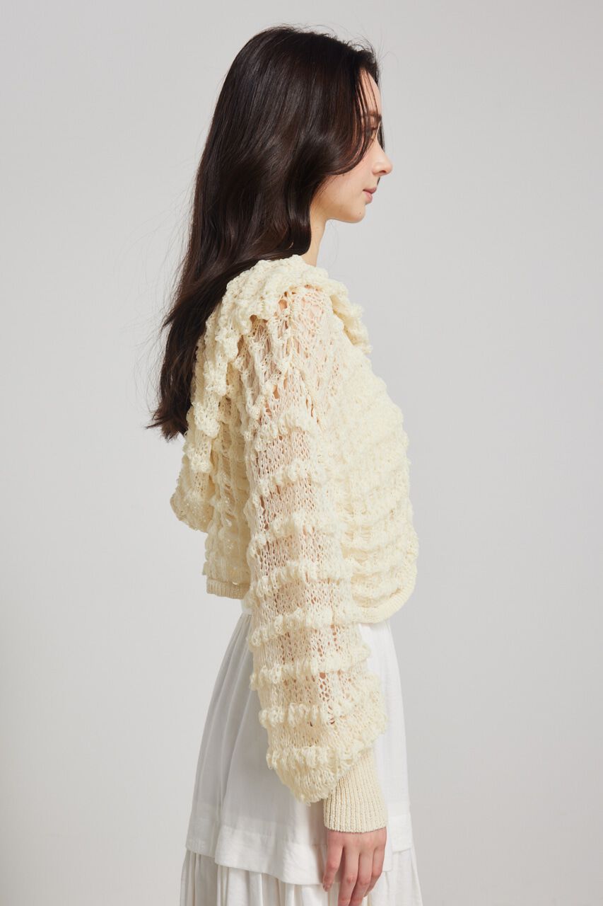 rienda「メッシュフードKnit CD」|カーディガン|