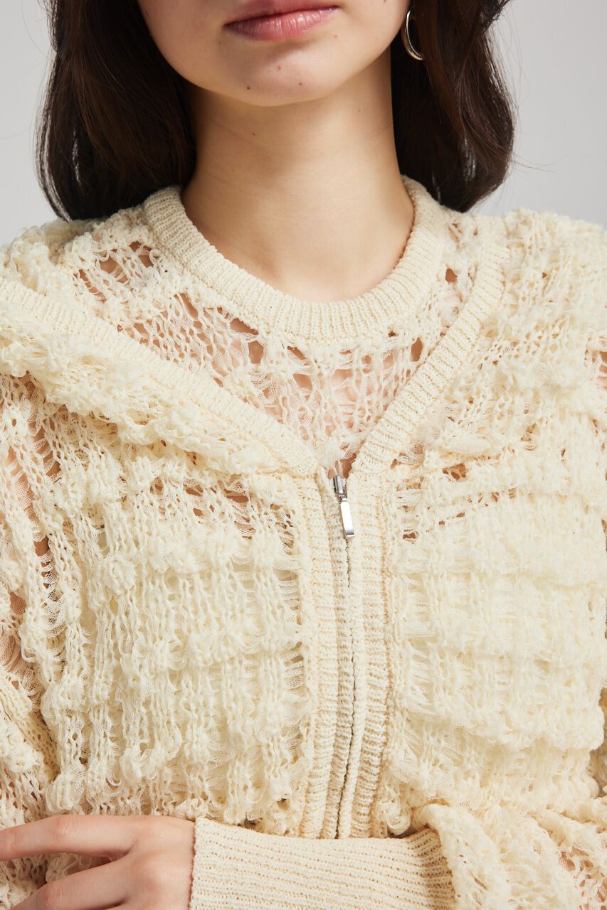 rienda「メッシュフードKnit CD」|カーディガン|