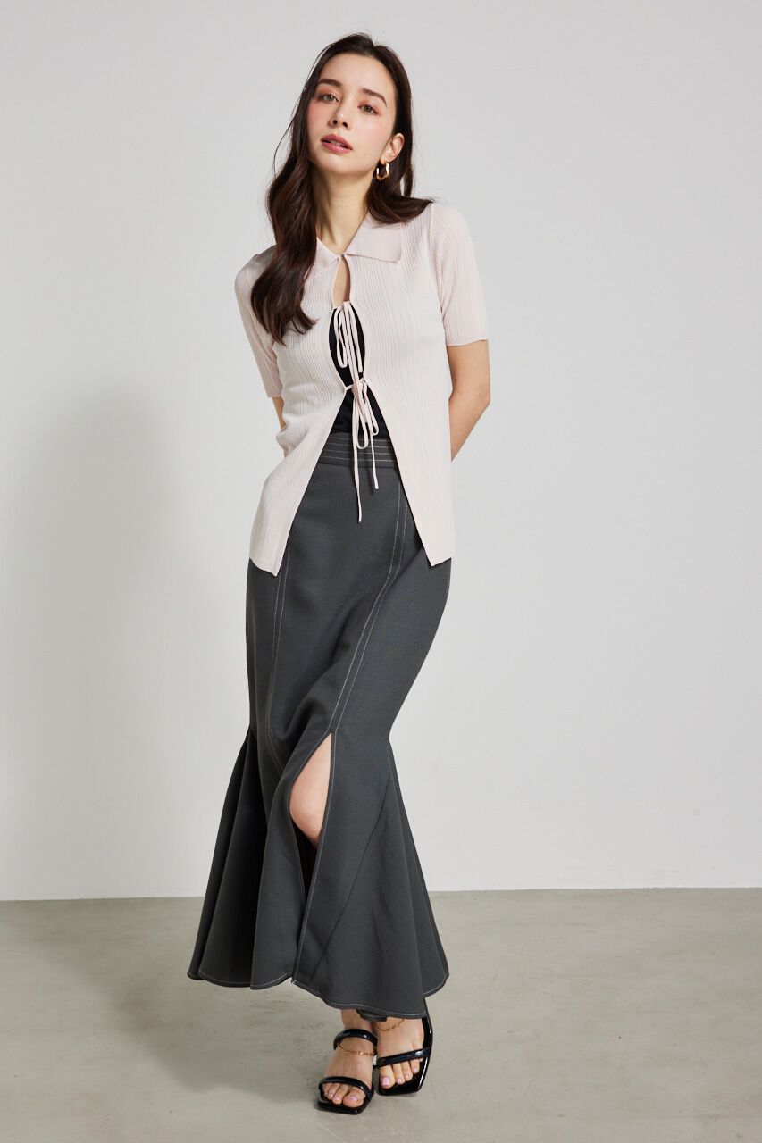 rienda「ヘザーカラーリボンknit TOP」|ニット・セーター|