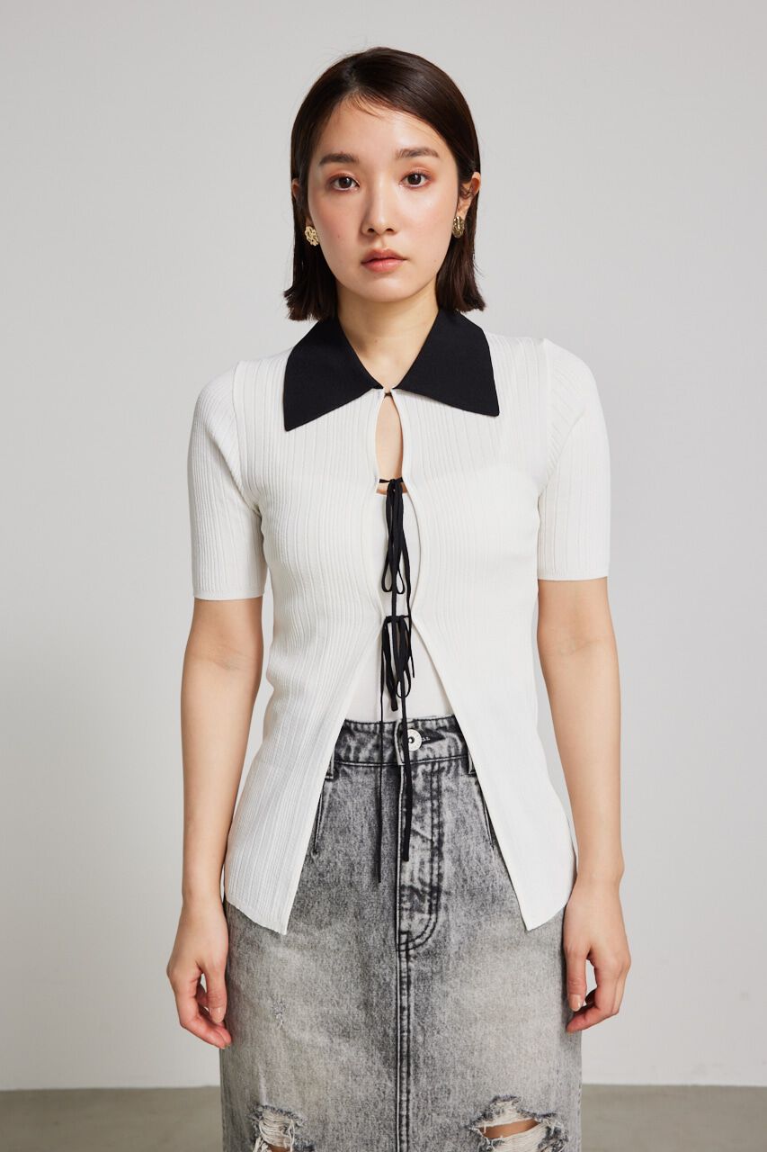 rienda「ヘザーカラーリボンknit TOP」|ニット・セーター|