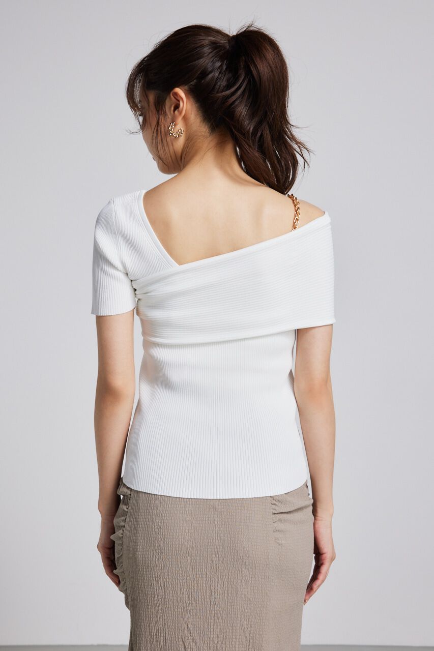 rienda「アシンメトリーショルダーKnit TOP」|ニット・セーター|