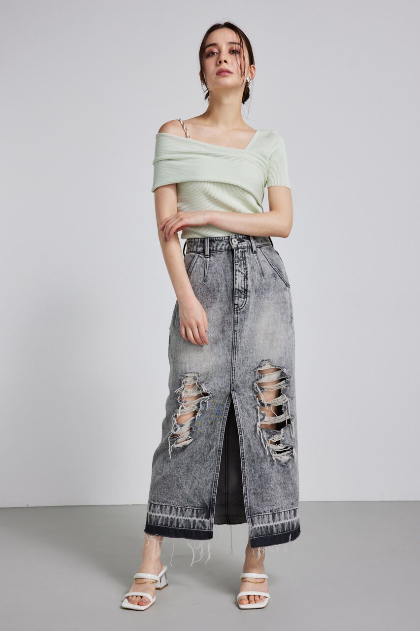 rienda「アシンメトリーショルダーKnit TOP」|ニット・セーター|