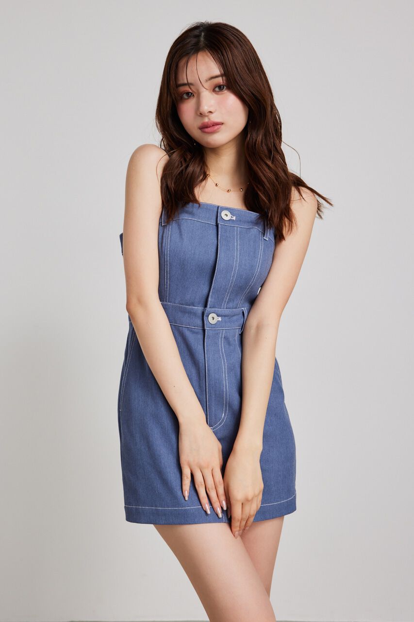 rienda「ベアキャミステッチワークミニOP」|ワンピース|