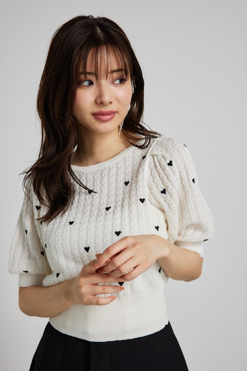 rienda「2WAYハートドットパフknitTOP」|ニット・セーター|