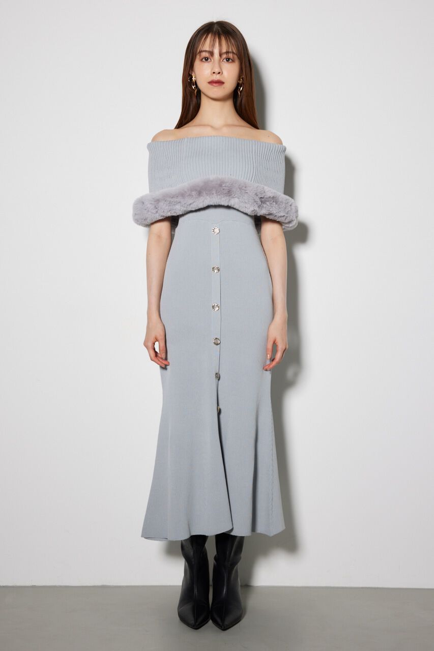 rienda「2WAYフェイクファーマーメイドニットワンピース」|ワンピース|