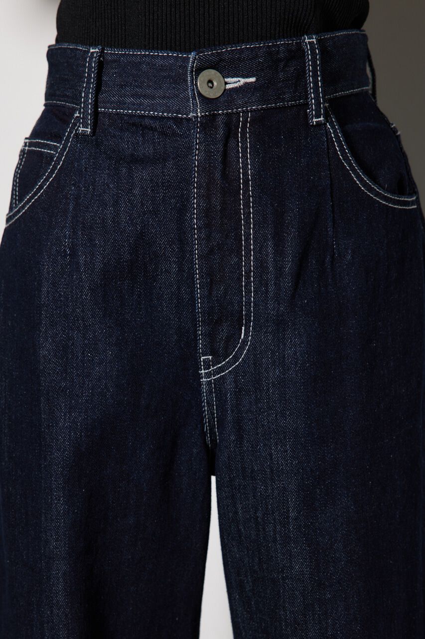 rienda「スリムタックワイドデニムパンツ」|デニム|