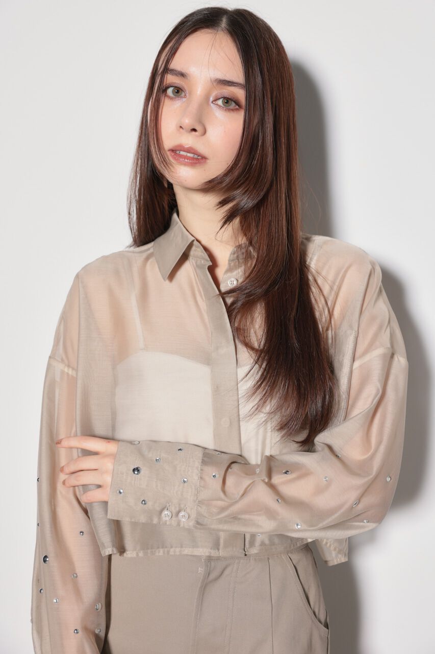 rienda「ビジュースリーヴシアーシャツ」|シャツ・ブラウス|