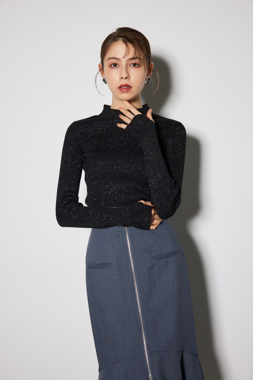 rienda「サムホール付きウォッシャブルハイネック ニット トップス」|ニット・セーター|