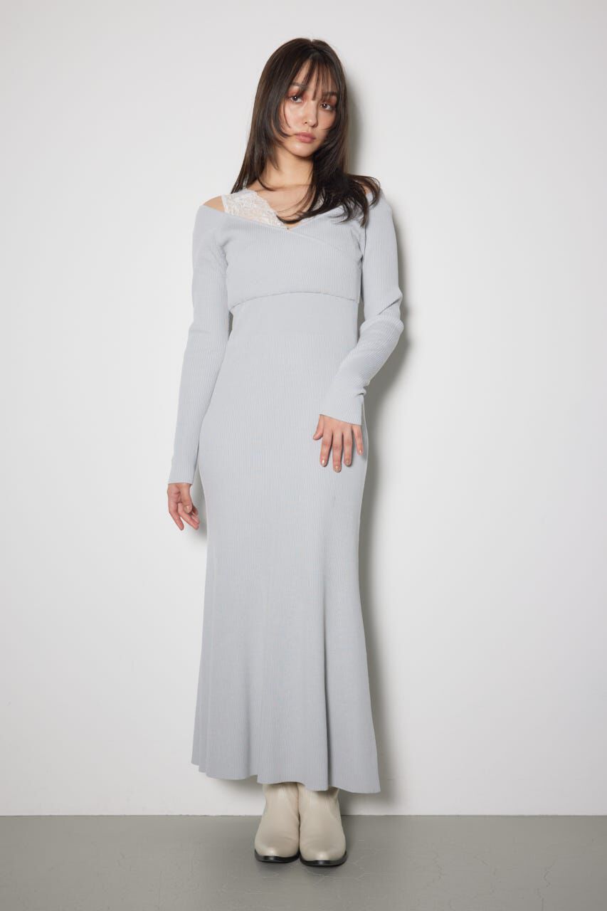 rienda「レースドッキングワンピース」|ワンピース|L/BLU1