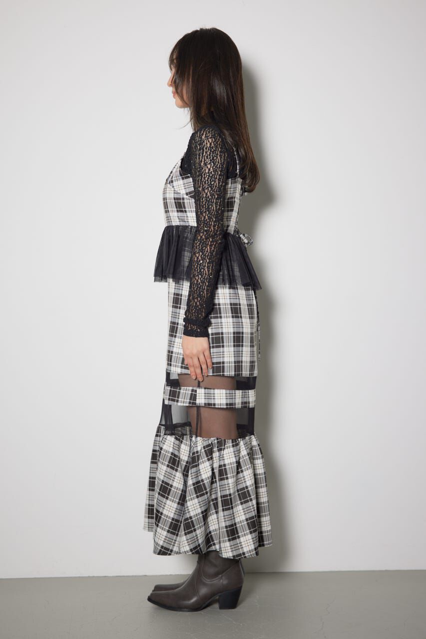 rienda「ペプラムマーメイドチェックキャミワンピース」|ワンピース|