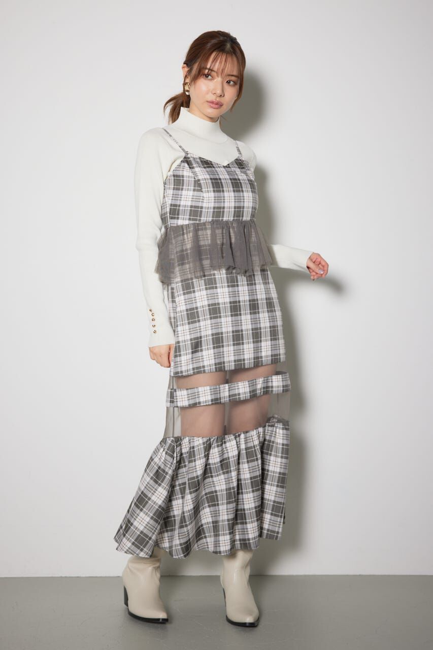 rienda「ペプラムマーメイドチェックキャミワンピース」|ワンピース|