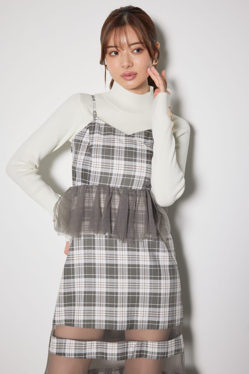 rienda「ペプラムマーメイドチェックキャミワンピース」|ワンピース|