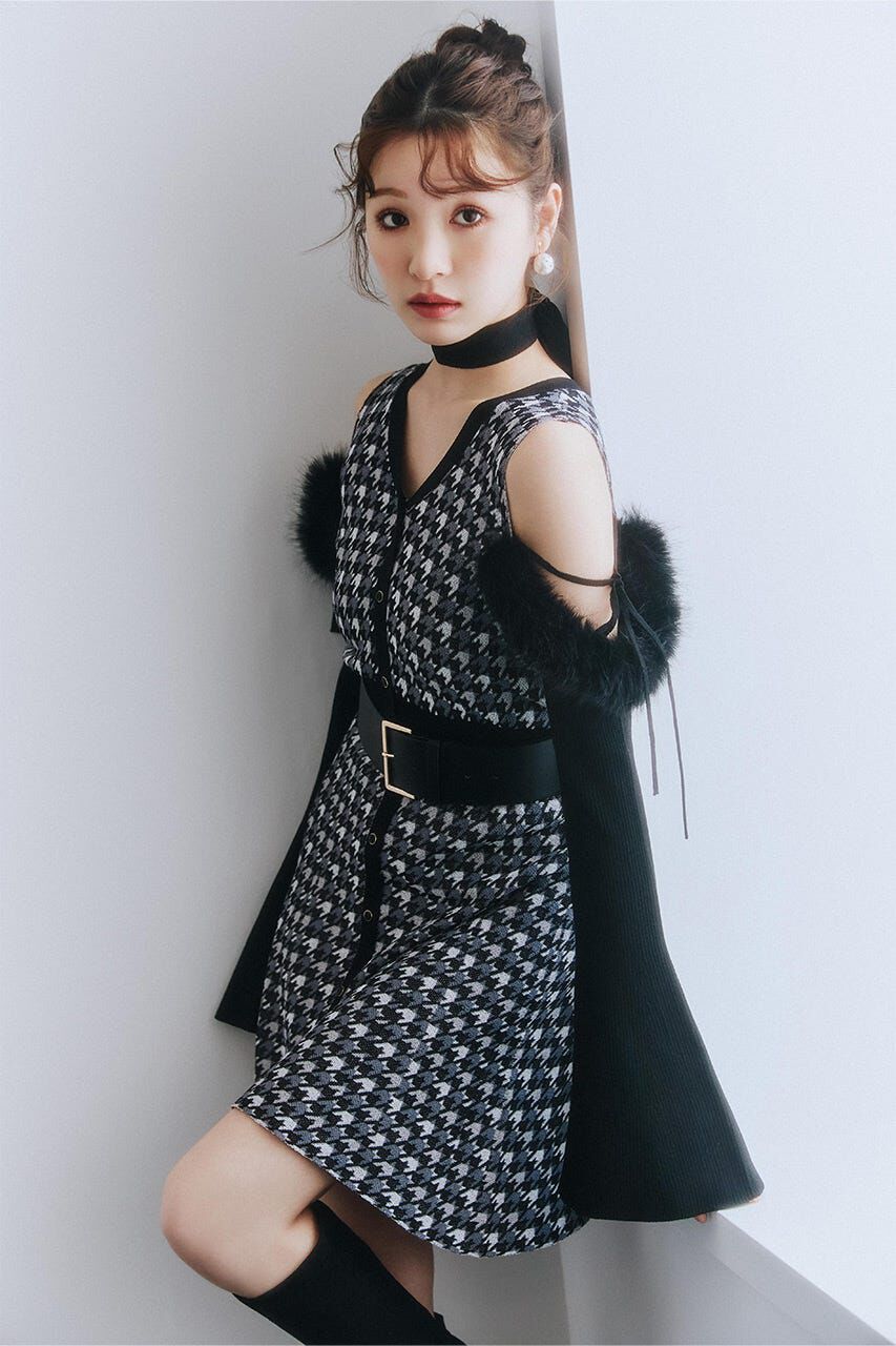 rienda「many wayフェイクファージャガードミニニットワンピース」|ワンピース|柄BLK5