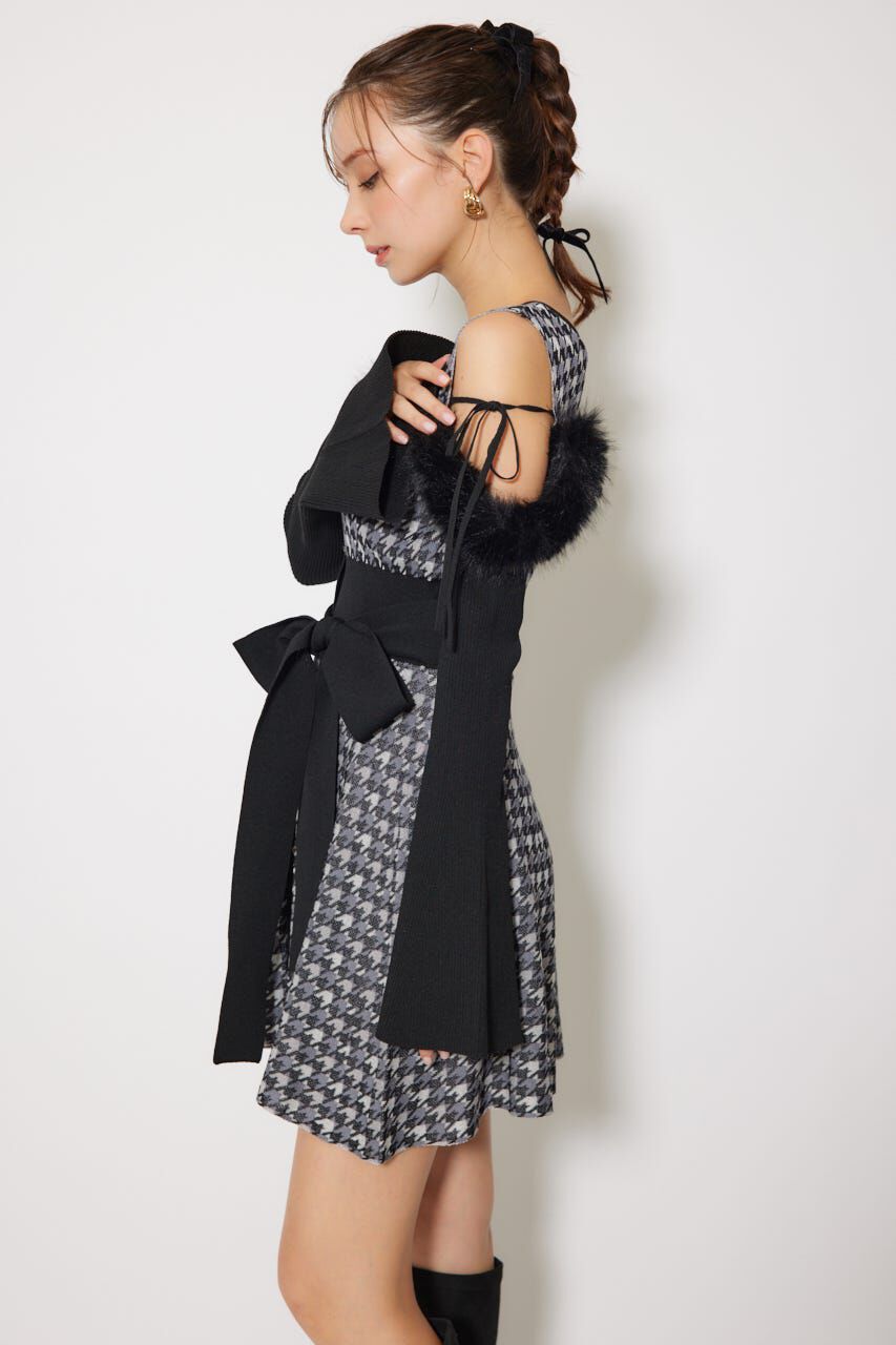 rienda「many wayフェイクファージャガードミニニットワンピース」|ワンピース|