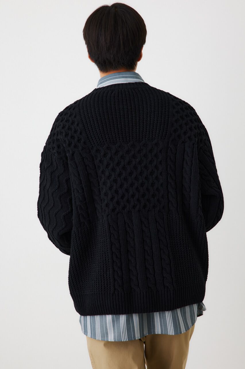 RODEO CROWNS「メンズモールケーブルニットトップス」|ニット・セーター|