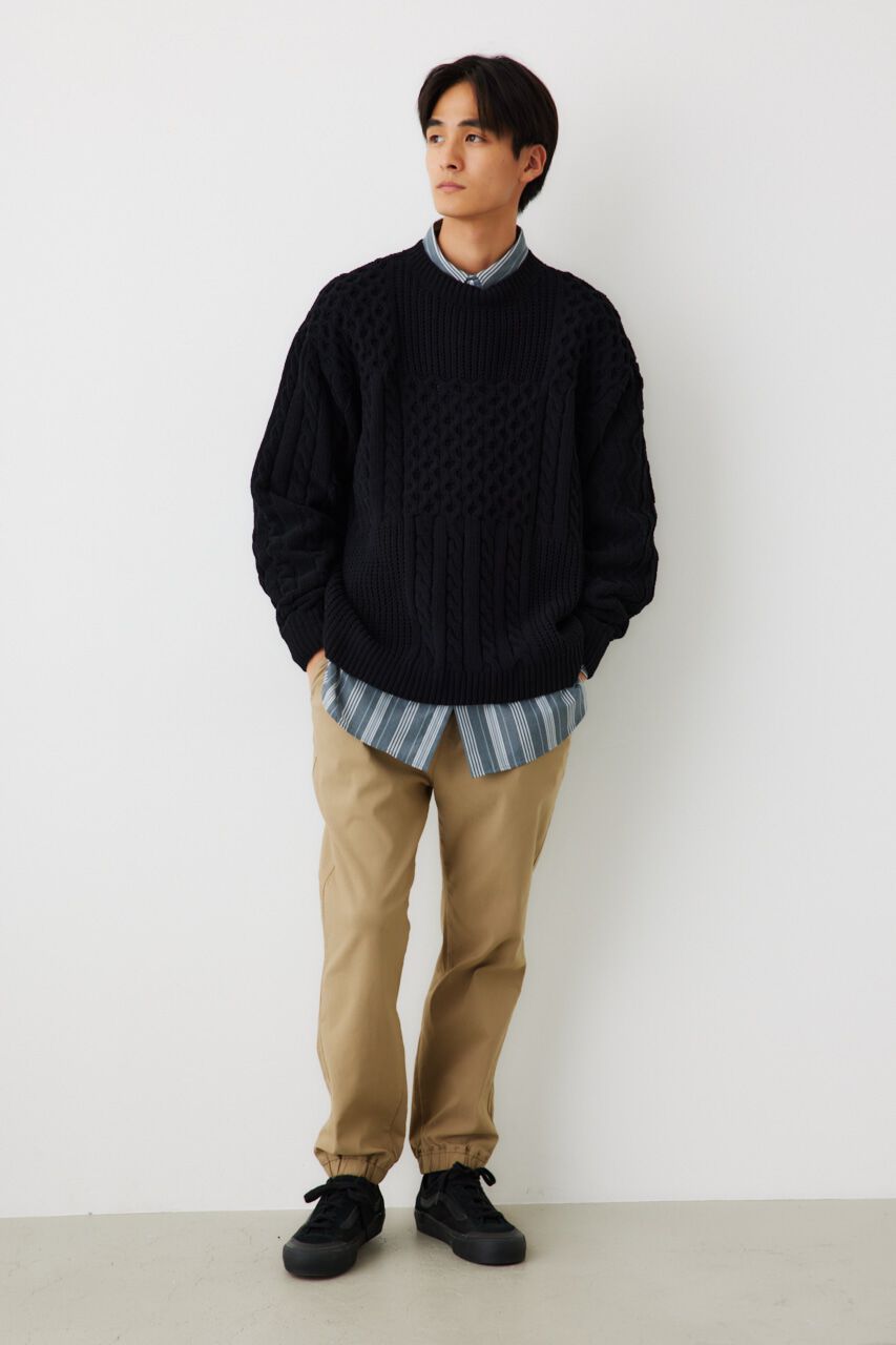 RODEO CROWNS「メンズモールケーブルニットトップス」|ニット・セーター|