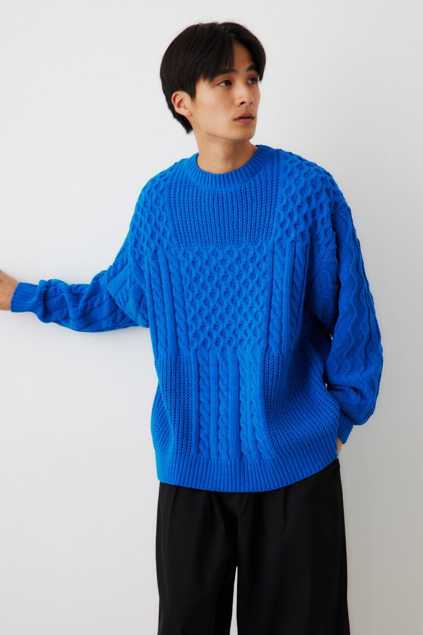 RODEO CROWNS「メンズモールケーブルニットトップス」|ニット・セーター|