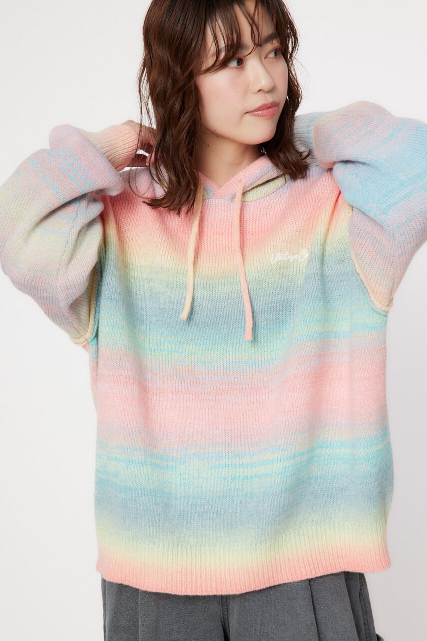 RODEO CROWNS「グラデーションニットフーディートップス」|ニット・セーター|柄ORG5