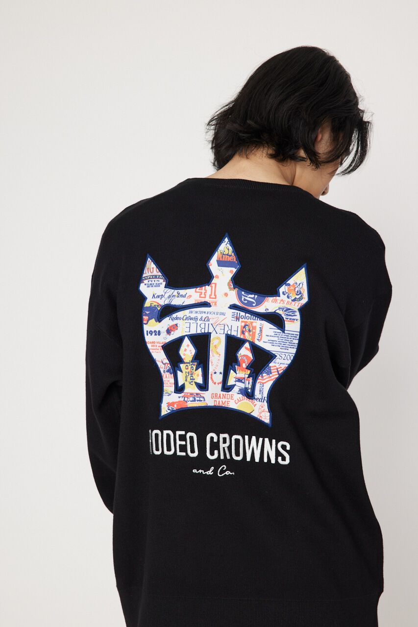 RODEO CROWNS「メンズ CROWN OG パッチニットトップス」|ニット・セーター|BLK